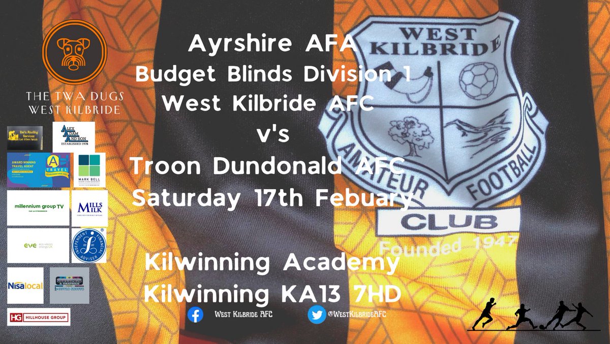 Due to the Glen being unplayable this weekend we’ve switched the game to Kilwinning Academy, against Troon Dundonald AFC.🟠⚫️🟠