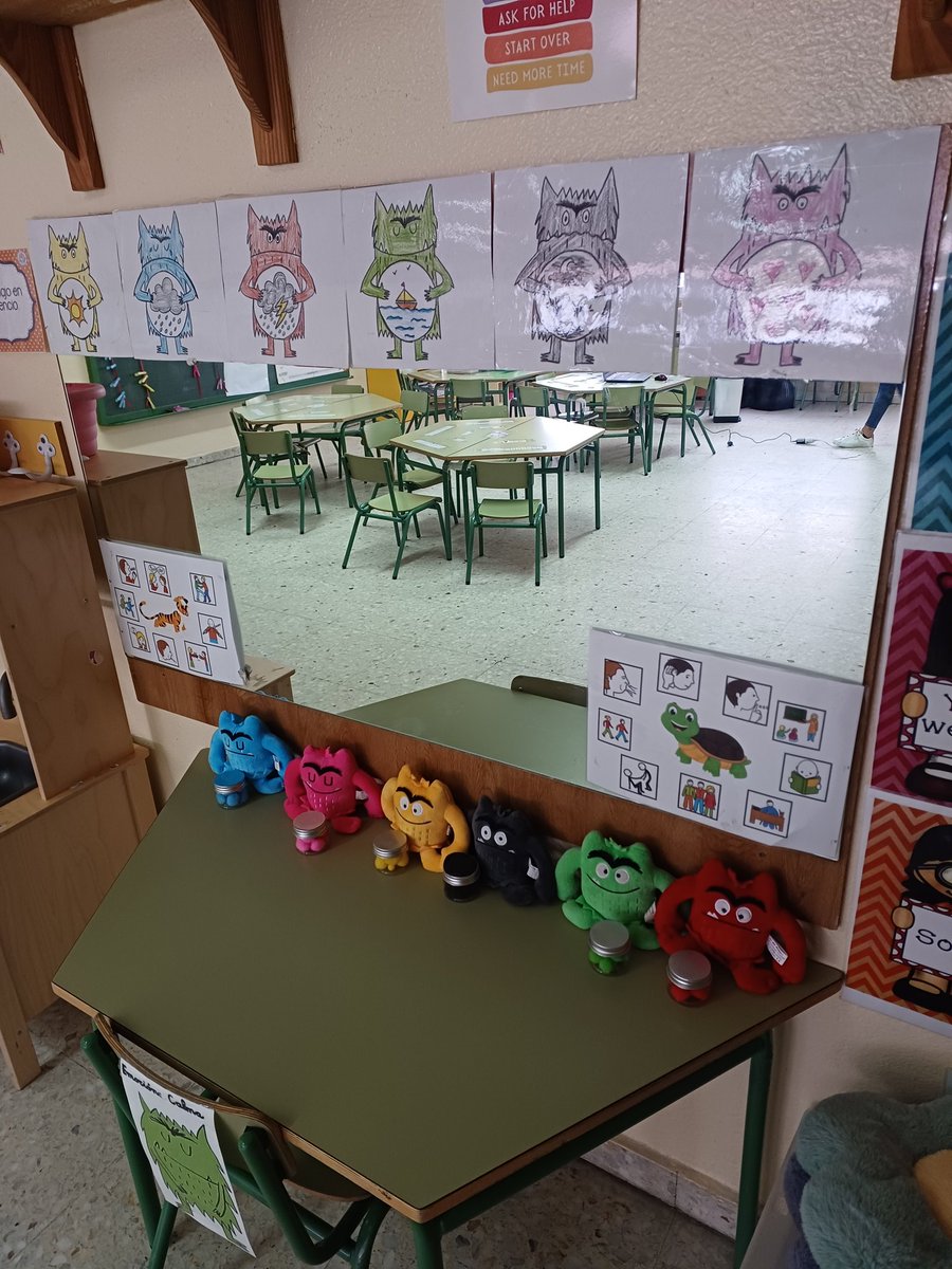 elegutior's tweet photo. Este es el rincón que he preparado para relajarnos, trabajar las emociones y resolver los diferentes conflictos que puedan surgir en clase y en el patio. Nuestro hilo conductor es "El monstruo de colores". https://t.co/rr4Z6Z4Uja