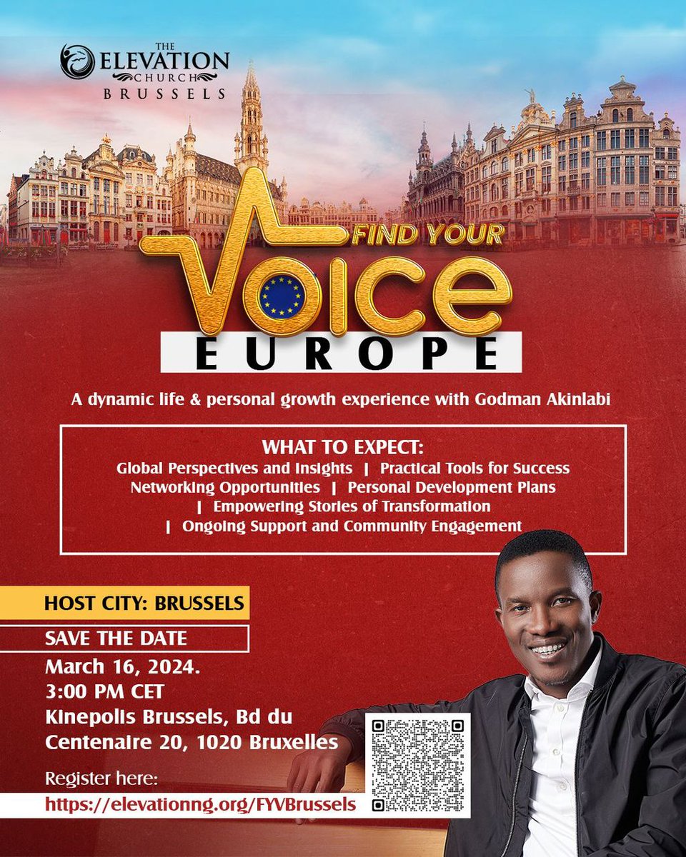 PGeemanofficial's tweet photo. Join me in the beautiful city of Brussels, Belgium, for the Find Your Voice Europe conference which will empower you to uncover your purpose, forge meaningful connections, and thrive wherever you are.

Date: March 16, 2024 https://t.co/eirzAc8f1T