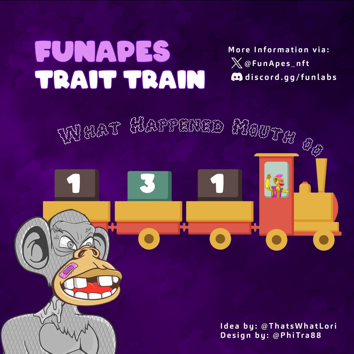 ThatsWhatLori's tweet photo. GM, #FunApesNFT Fam 🌟

Welcome to day 131 of our 171 day long trait train 🙌 

Today we are showcasing a mouth trait - What Happened 😲

📂Category: mouth 
🐒Supply: 877
🏅rarity: 10%

Post your What Happened 😲

FA# 5411 owned by @WhyMe1980 https://t.co/fNHd6QMIkP