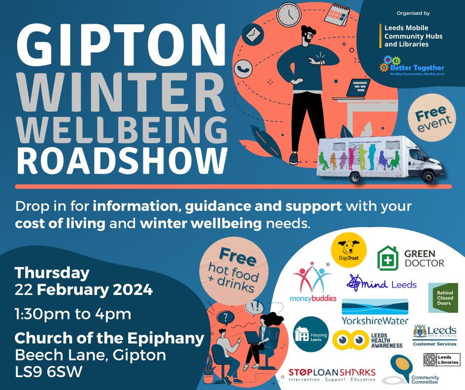 Come & say hello! 👋 Our colleagues Jo & Kallum will be at the Gipton Winter Wellbeing Roadshow on Thursday 22 February from 1:30pm-3pm at Church of the Epiphany in #Gipton. They’ll be sharing the ways we can help you if you’re worried about paying your water bill.