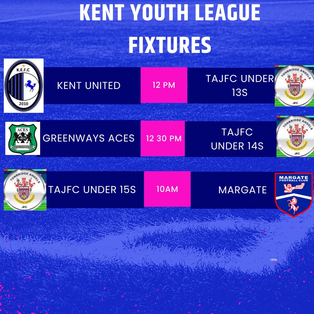 TonbridgeClub's tweet photo. @KentYouthLeague  Action this weekend Sunday 18th February.

We look forward to playing @kentunitedfc @GreenwaysFC and @margate_fc  #kentunited #greenwaysaces #MargateFC
#kenyouthleague #KYL #YouthFootball #TJFC #tajfc #OneClubOneFamily #Home #away @KentFA @whatsoninkent https://t.co/u9KNifDkcN