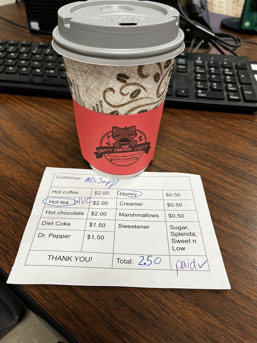 Our <a href="/EversParkElem/">EversParkElementary</a> EXPO students have started their own business to raise money for their field trip! Today I got a freshly made tea delivered to my classroom! #DentonISDEngaged