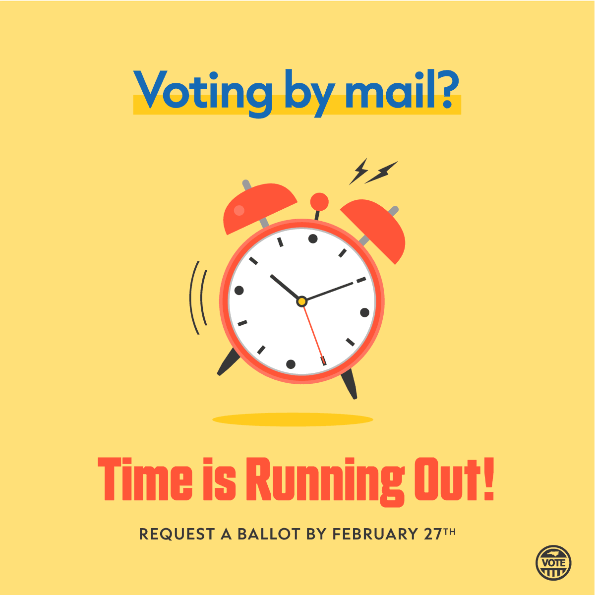 ⏰Time is running out! If you would like to vote by mail, you can request a ballot for the 2024 Primary Election through Feb. 27 here: bit.ly/4224yuk #NCpol #YourVoteCountsNC