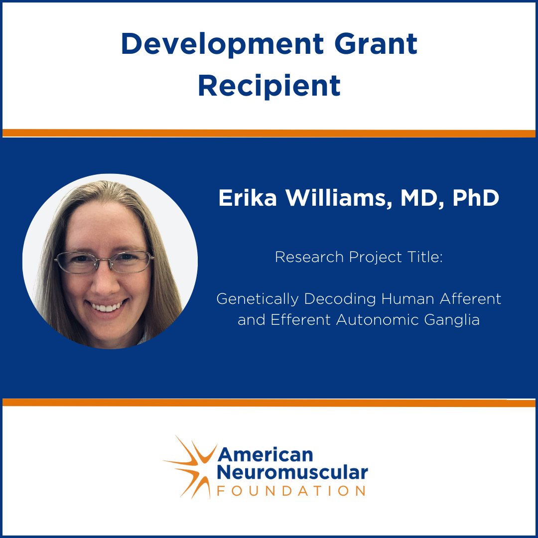 AmNmFoundation's tweet photo. Erika Williams, MD, PhD, Receives #AmericanNeuromuscularFoundation (ANF) Development Grant for Genetic Research on Autonomic Nervous System!

Learn more: https://t.co/CGXrppMmbN

#ANF #ResearchGrant #DevelopmentGrant https://t.co/zdo3eavozj