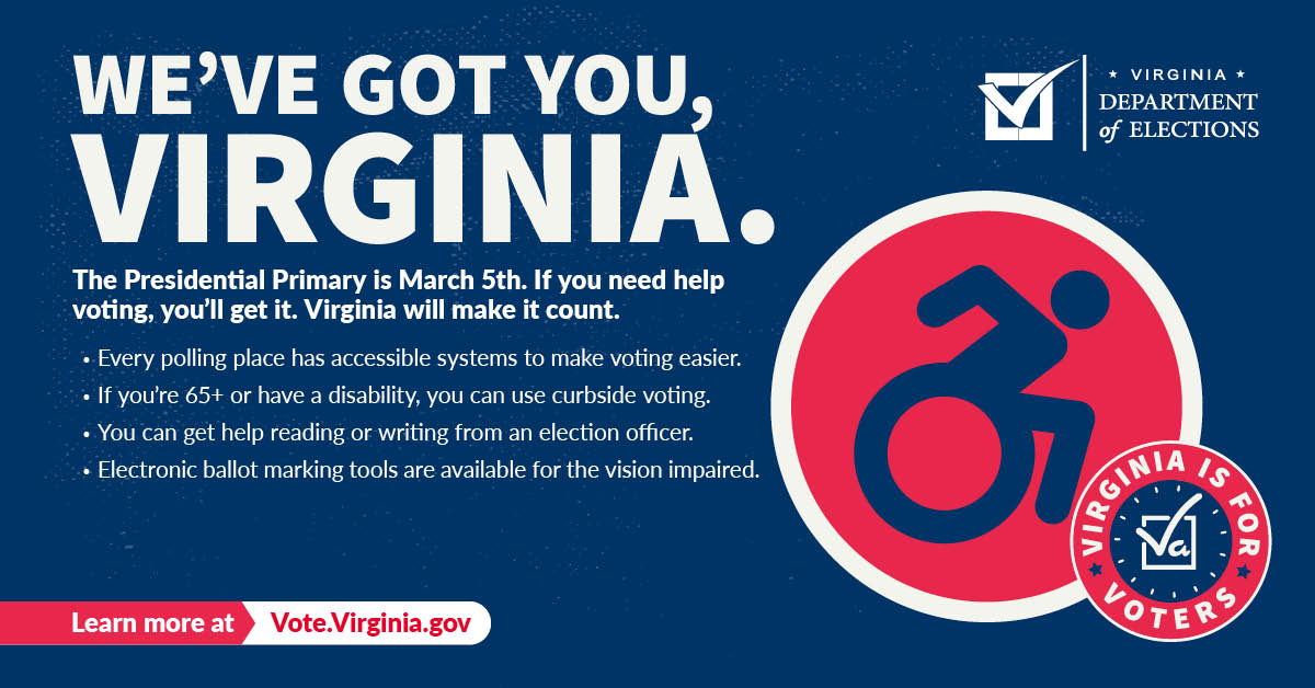It's just as easy to vote in the Presidential Primary as it is the General Election. If you need help voting, you'll get it. To learn more about voting accessibility, contact your registrar or visit Vote.Virginia.gov. #VaElections2024 #VaisForVoters