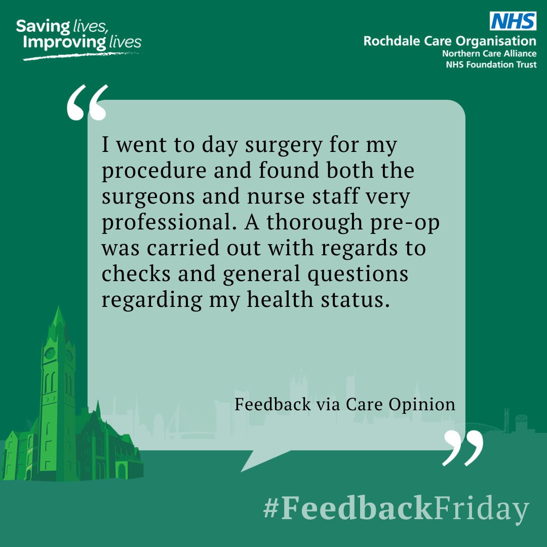 Fantastic feedback for our professional colleagues at Rochdale Infirmary. #FeedbackFriday