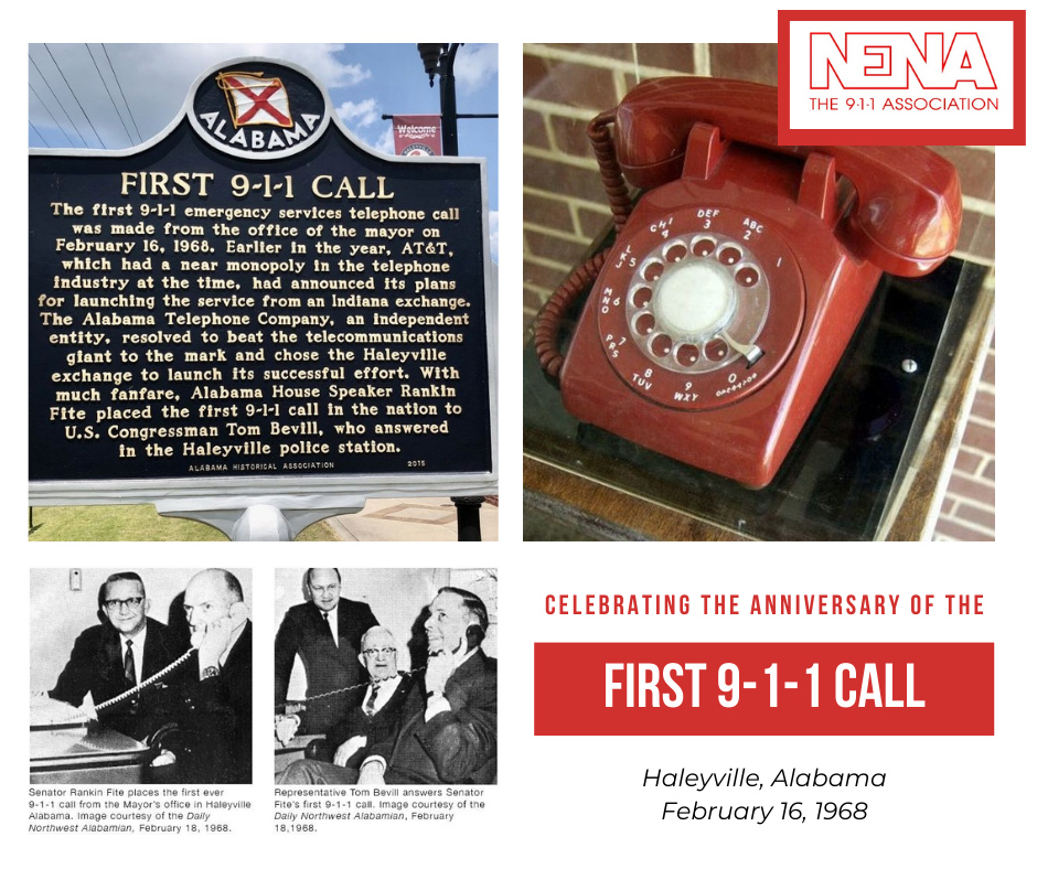 911NENA911's tweet image. On Feb 16, 1968, Haleyville, AL became the birthplace of 9-1-1, revolutionizing emergency response in the U.S. A salute to the 9-1-1 heroes who dedicate themselves to our safety! 
#HaleyvilleAL #AmericanHistory #ThankYou911