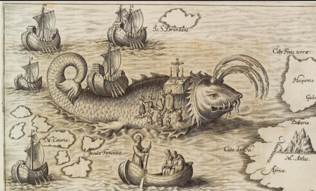 trionacheile's tweet image. This might be of interest to our BEd 2 students who are exploring the question "Did St Brendan reach the Americas?" in our Story, Myths and Legends seminar this week (note St Brendan's Isle in the corner of the illustration!) @DCU_IoE @DCU_SEIGS #histedchatie