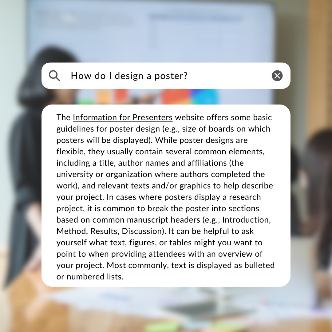 APBS_studentplc's tweet image. Who’s bringing a poster to APBS?! Need some support with the details or even getting started? Look no further than! Poster sessions are a great way to share your work and talk with other attendees. #APBS #PBIS @theAPBS @APBSEarlyCareer