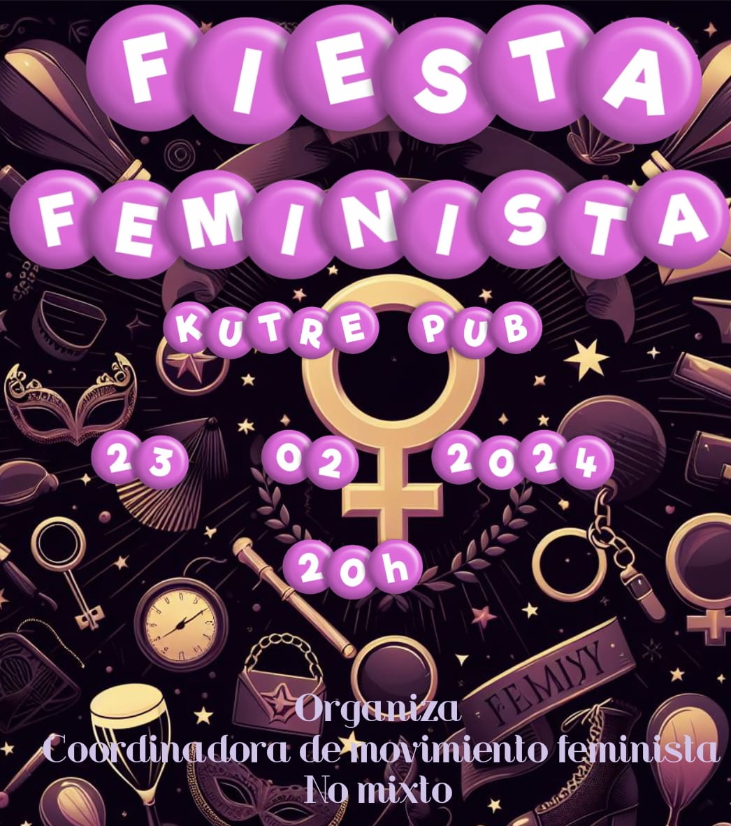 💫♀️ Fiesta convivencia no mixta el SÁBADO 23 de FEBRERO de 20:00h a 22:00h en Kutre Pub, ¡no te lo pierdas! #8MAlmeria2024 #8M