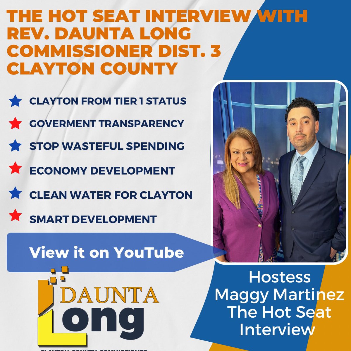 starboundpr's tweet image. Check on YouTube the interview with Daunta Long running for Clayton County Commissioner District 3.
#Wegoalongwaywithlong
#thepeoplesrepresentative
@ballotpedia