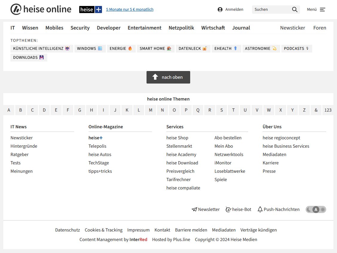 Hallo <a href="/heiseonline/">heise online</a> Team. Ist heise.de gerade gestört oder liegt das Problem bei mir? Ich kann mit unterschiedlichen Browsern und Internetverbindungen eure Seite zwar aufrufen, bekomme aber keine News mehr angezeigt. Cache wurde bereits geleert...