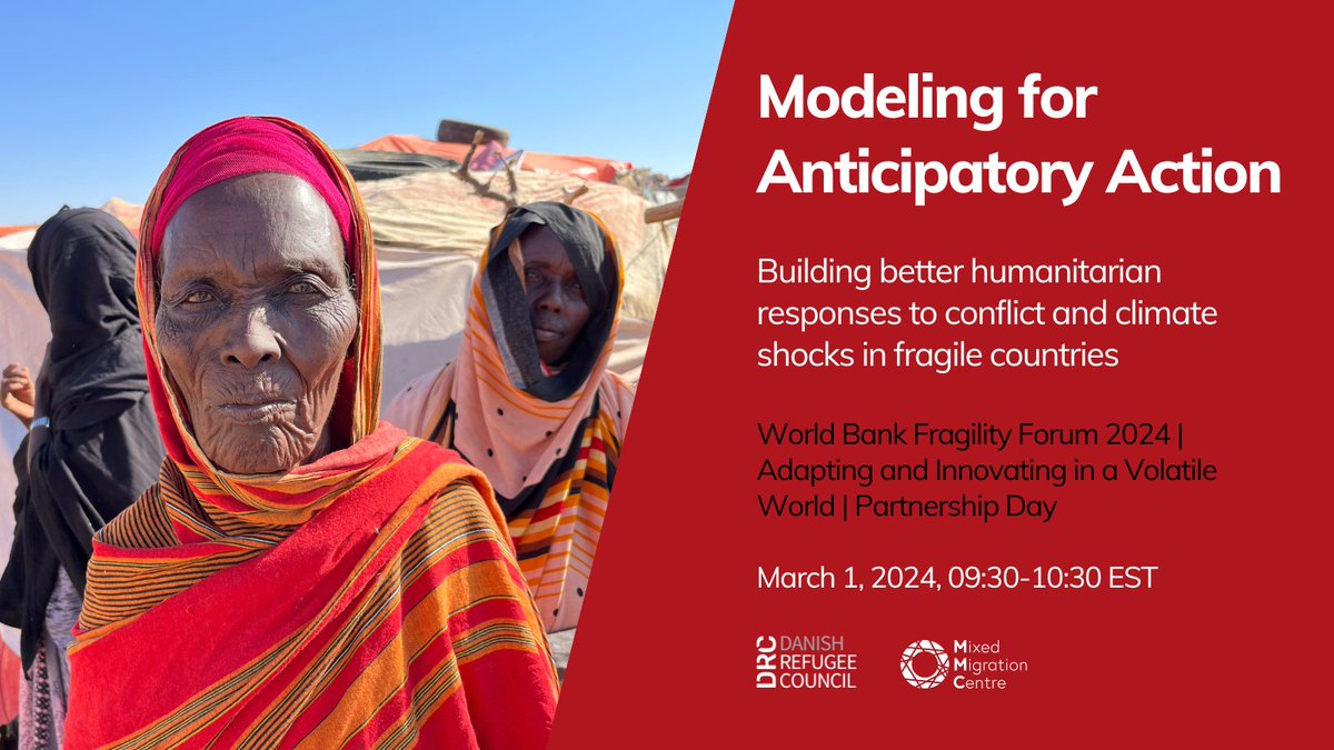 Mixed Migration Centre (@mixed_migration) on Twitter photo 📣 Join our #event on March 1st! Presenters will highlight novel approaches to using data and AI to forecast climate disasters, conflict shocks and displacement dynamics.
Register by Feb 28: us06web.zoom.us/meeting/regist…
Speakers & Discussants: <a href="/aamdihun/">Dr.Ahmed Amdihun</a> @icpac_igad, Hassan Khadar 📣 Join our #event on March 1st! Presenters will highlight novel approaches to using data and AI to forecast climate disasters, conflict shocks and displacement dynamics.
Register by Feb 28: us06web.zoom.us/meeting/regist…
Speakers & Discussants: <a href="/aamdihun/">Dr.Ahmed Amdihun</a> @icpac_igad, Hassan Khadar
