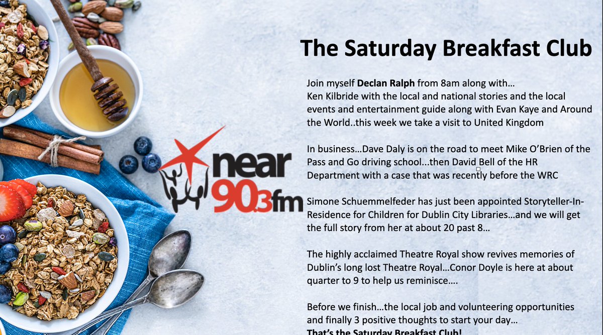 Declan Ralph (@declanralph) on Twitter photo At 8 on <a href="/nearfm/">Near FM</a> The Saturday Breakfast Club with myself and Evan Kaye <a href="/kenkilb7/">Ken Kilbride</a> <a href="/DaveDalyFM/">David Daly</a> <a href="/theHRdepartment/">David Bell</a> with local news, business, events and HR..Simone Schuemmelfeder the Storyteller-In-Residence for Children <a href="/dubcilib/">Dublin City Libraries</a> and <a href="/ConorDoyleDUB/">Conor Doyle</a> on the brilliant Theatre Royal show At 8 on <a href="/nearfm/">Near FM</a> The Saturday Breakfast Club with myself and Evan Kaye <a href="/kenkilb7/">Ken Kilbride</a> <a href="/DaveDalyFM/">David Daly</a> <a href="/theHRdepartment/">David Bell</a> with local news, business, events and HR..Simone Schuemmelfeder the Storyteller-In-Residence for Children <a href="/dubcilib/">Dublin City Libraries</a> and <a href="/ConorDoyleDUB/">Conor Doyle</a> on the brilliant Theatre Royal show
