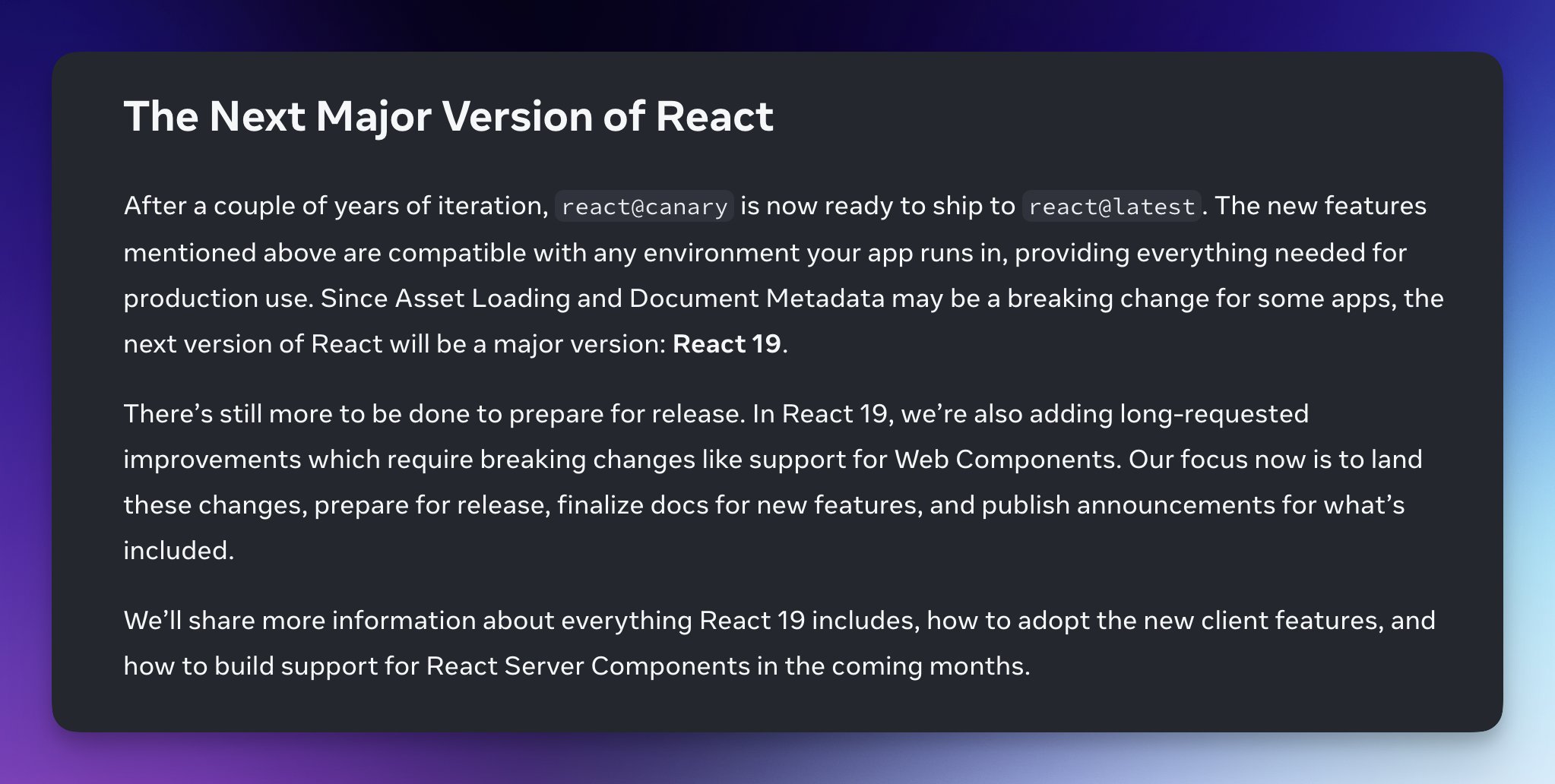 Storybook on X: &ldquo;React 19 is on the way 👀 (from React Labs 
