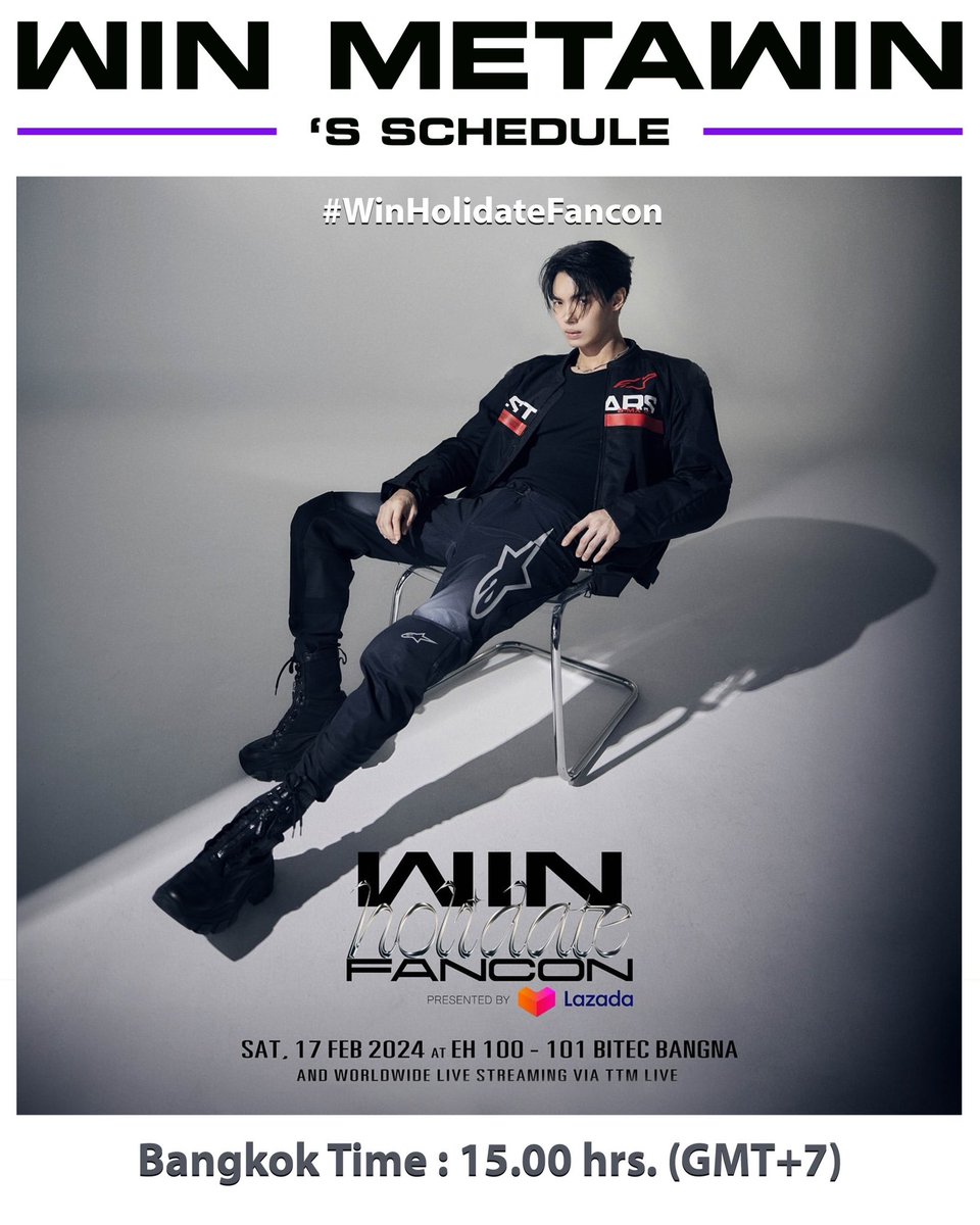 METAWIN's SCHEDULE 

📆 17.02.24
💚 ‘WIN HOLIDATE FANCON Presented by Lazada’

⏰ 15:00 น. 
Buy Live Streaming Tickets shorturl.at/dstOR

Tag Line
👉🏻 Win 1st Solo Fancon

Hashtag
#️⃣ WinHolidateFancon

#winmetawin <a href="/winmetawin/">Winmetawin</a> 
#snowballpower