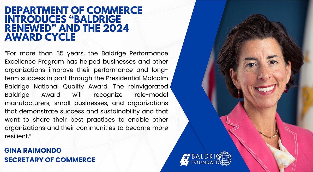 The future is bright for Baldrige Renewed with the support of the Department of Commerce and NIST. Read about the next phase of Baldrige here: ow.ly/6gcS50QCmit #BaldrigeResilience