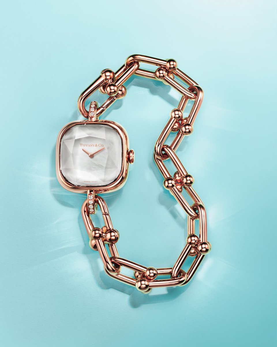 Handcrafted in Switzerland, this Tiffany HardWear watch reimagines