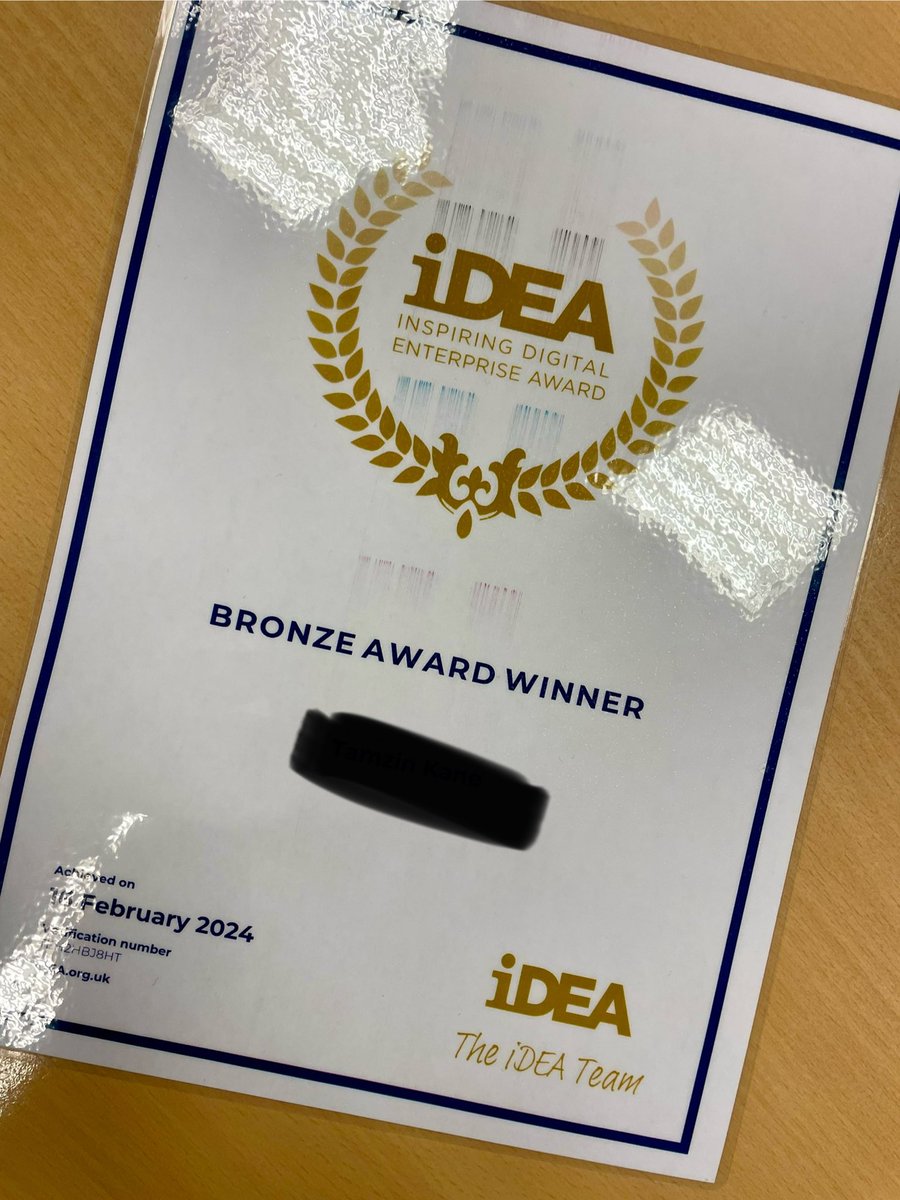 Congratulations to another winner of the @idea_award Bronze award in Mr Galloway’s @GovanHighSchool wider achievement class! 👏👏👏