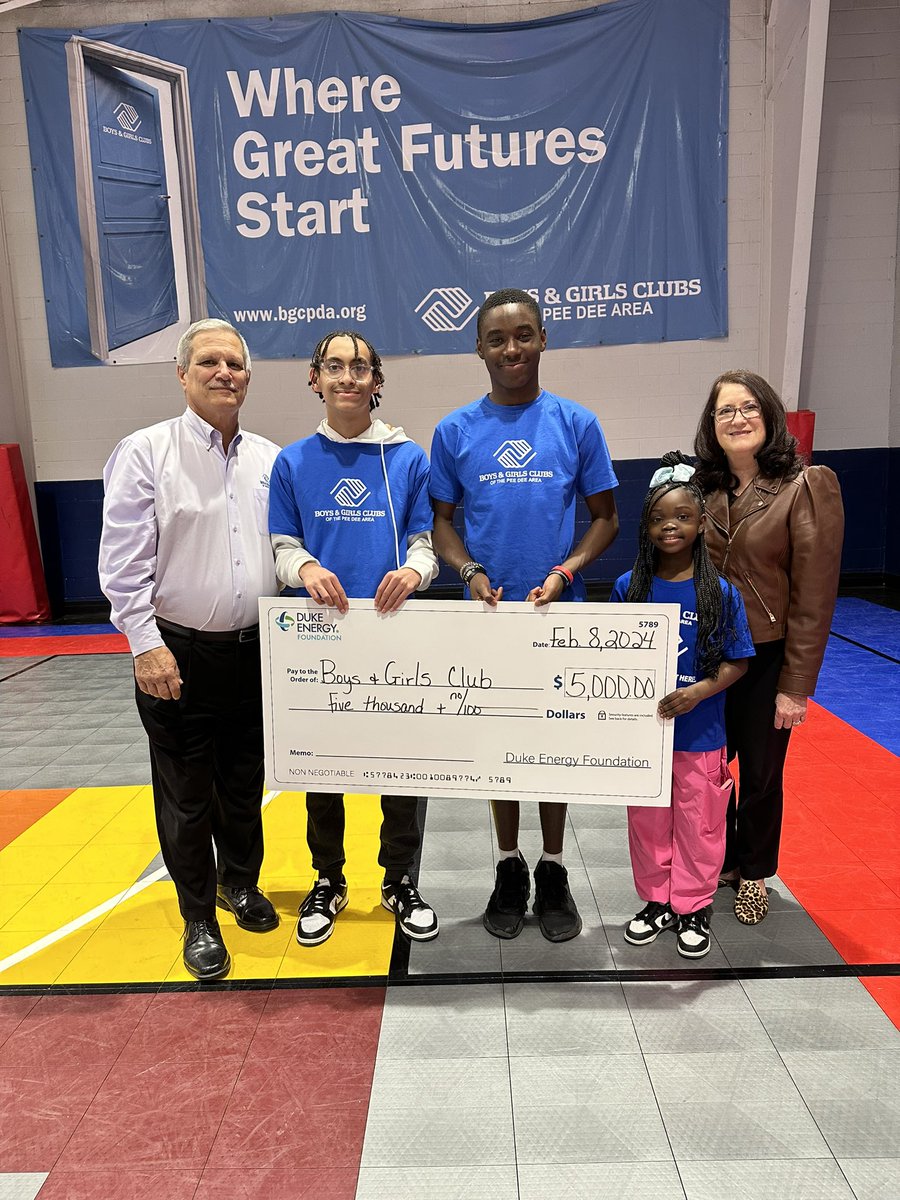 The @DukeEnergy Foundation announced $75,000 in grants across SC in recognition of #BlackHistoryMonth. I was honored to present $5,000 grants to the Boys & Girls Clubs of the Pee Dee and G-LAB Legacies to support programming for these sweet faces