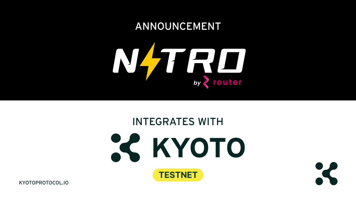 KYOTO🌱 (@kyotofdn) on Twitter photo 🚀 Exciting news! NITRO by <a href="/routerprotocol/">Router Protocol</a> is LIVE on #KyotoTestnet. NITRO's cross-chain bridge connects #KYOTO with #ZkSync, #AVAX, #Polygon, #Ethereum & more! ⛓️🌐
🪙Start bridging assets on testnet + join the future of #interoperability! 👇
testnet.routernitro.com 🚀 Exciting news! NITRO by <a href="/routerprotocol/">Router Protocol</a> is LIVE on #KyotoTestnet. NITRO's cross-chain bridge connects #KYOTO with #ZkSync, #AVAX, #Polygon, #Ethereum & more! ⛓️🌐
🪙Start bridging assets on testnet + join the future of #interoperability! 👇
testnet.routernitro.com