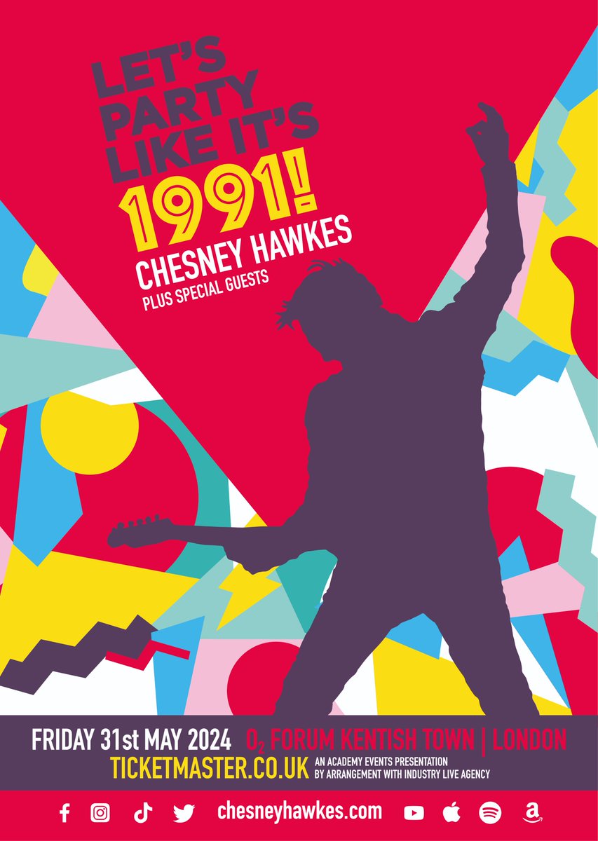 I'm playing <a href="/O2ForumKTown/">O2 Forum Kentish Town</a> on the 31st of May! Party with me and some very special guests like it’s 1991! 
ticketmaster.co.uk/chesney-hawkes…