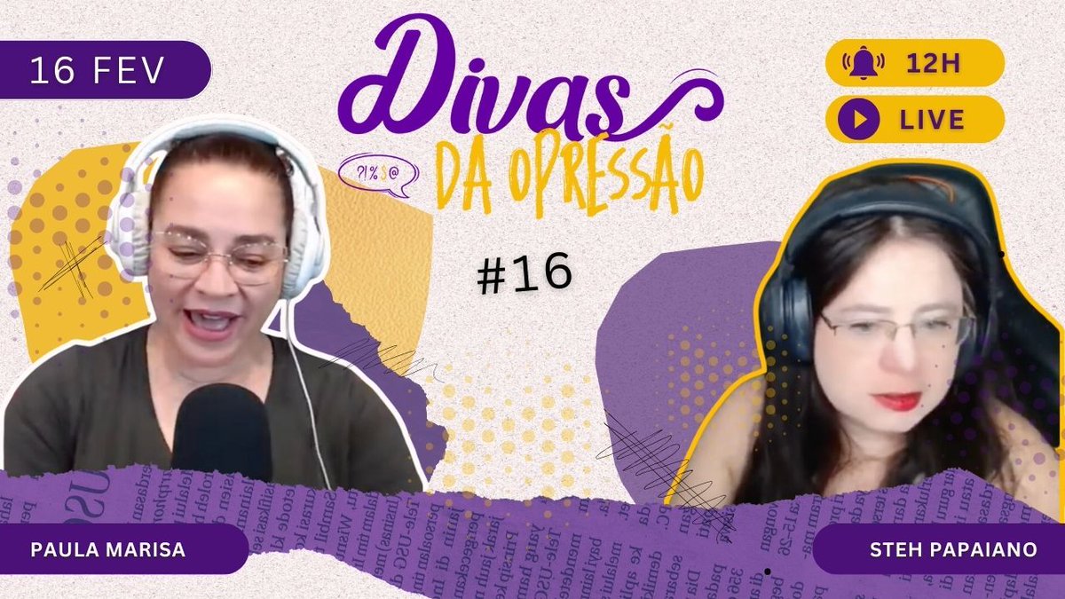 profpaulamarisa's tweet photo. Daqui a pouco, às 12h, tem Divas da  Opressão ao vivo noo youtube
Vejo vcs lá 😉
https://t.co/66PL8qCQIK https://t.co/wQPFboLnrC