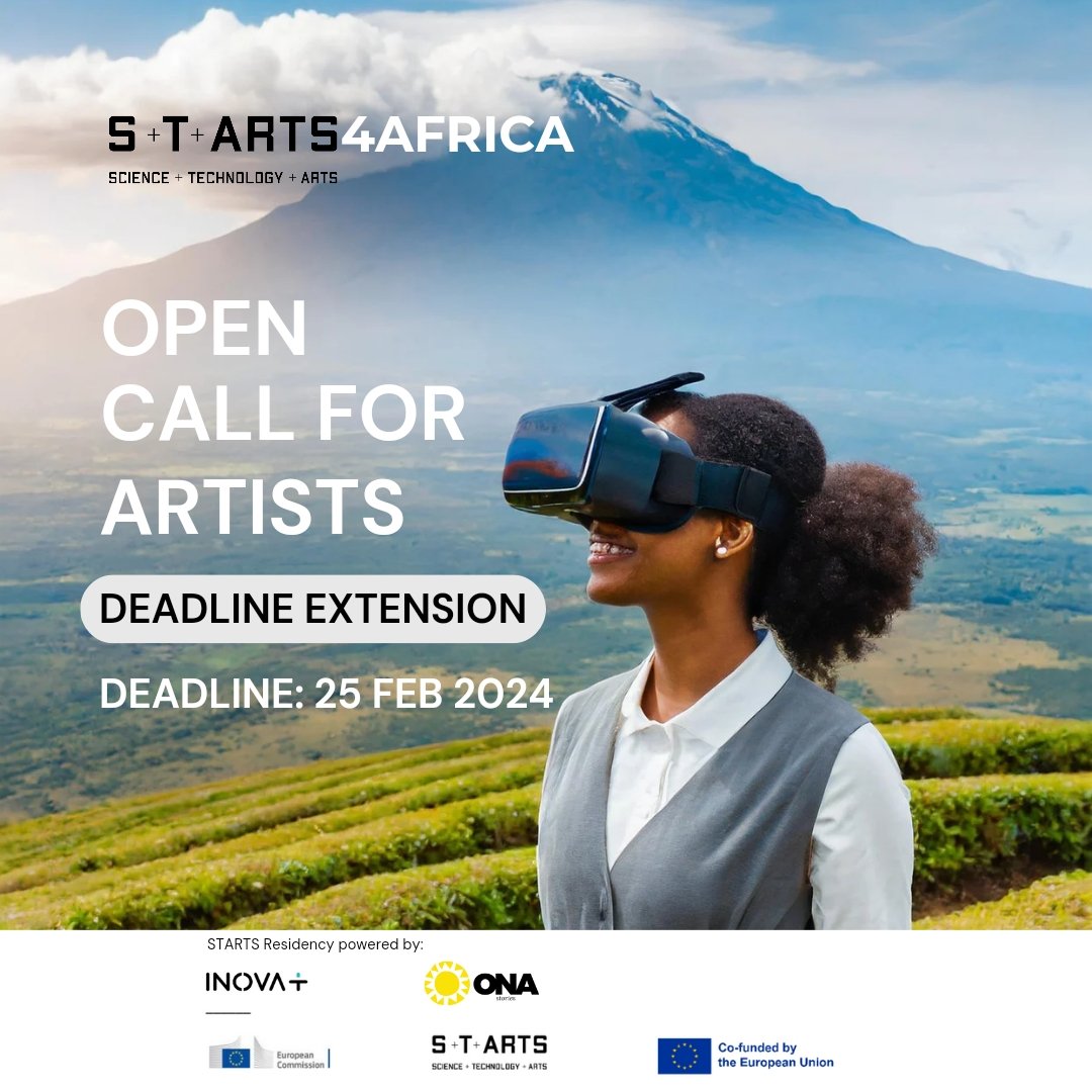 #STARTS4AFRICA Call for Artists deadline now extended to February 25th!

Submit your applications now!

Click the link 👉🏽starts.eu/starts4africa-…

#Onastories #Utanzania #onakesho #startseu #starts4africa #science #technology #art #innovation