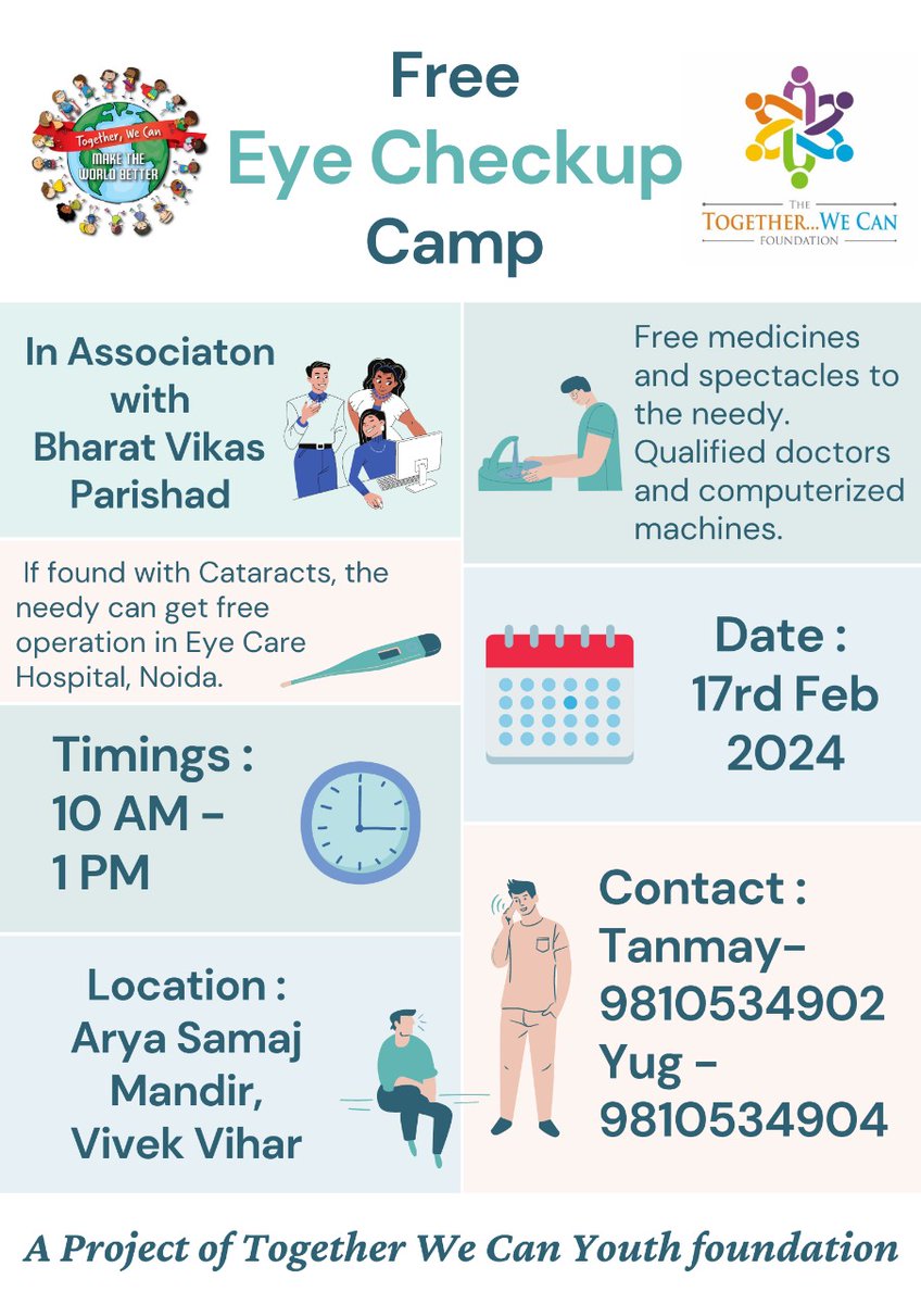 Eyes are windows to the soul because they are the most honest part of the face. 
Organizing a Free Eye Checkup Camp as per the details in the brochure!!
Plz encourage your support staff to use the facility!