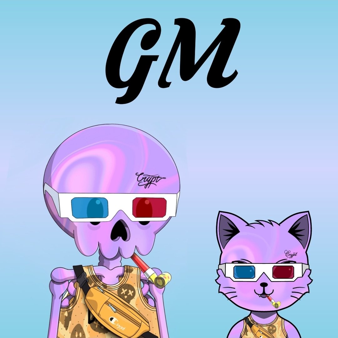 My <a href="/cryptsocialclub/">💀 Crypt Social Club 💀</a> has a pet also.  Thanks to @cutecatcollect 
Just amazing!