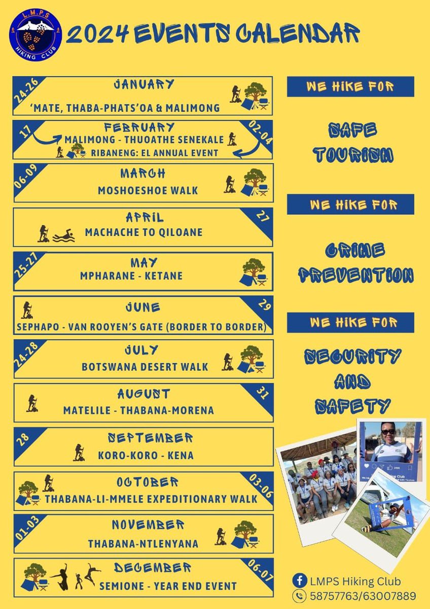 LMPS hiking club year calendar 
@Lmpshikingclub preapare 🇱🇸🇱🇸🇱🇸