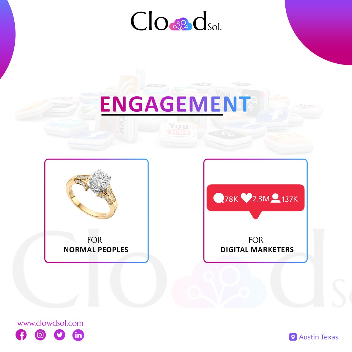 Clowdsol's tweet photo. For professionals in the digital marketing sphere, engagement encompasses the interactions and reactions that audiences have with online content.

https://t.co/e5B39a7TeE

.

.

.

#Engagement #DigitalMarketing #Connection #AudienceInteraction #ContentStrategy https://t.co/10CbXcU0MU