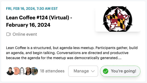 derekhuether's tweet image. We had 18 RSVPs and 15 attendees. Great meetup today. Thank you @agilebalt community!