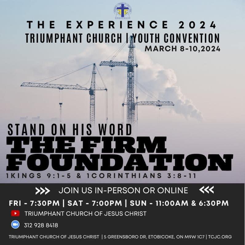 TCJC_Apostolic's tweet photo. THE EXPERIENCE 2024!!! TCJC Youth Convention is almost here!!!

Starting March 8-10th 2024

Invite your friends and family to join us in person for a powerful conference as we fellowship, worship and pray together.

We are excited to see what God will do this year! https://t.co/i1sgL5tF1Z
