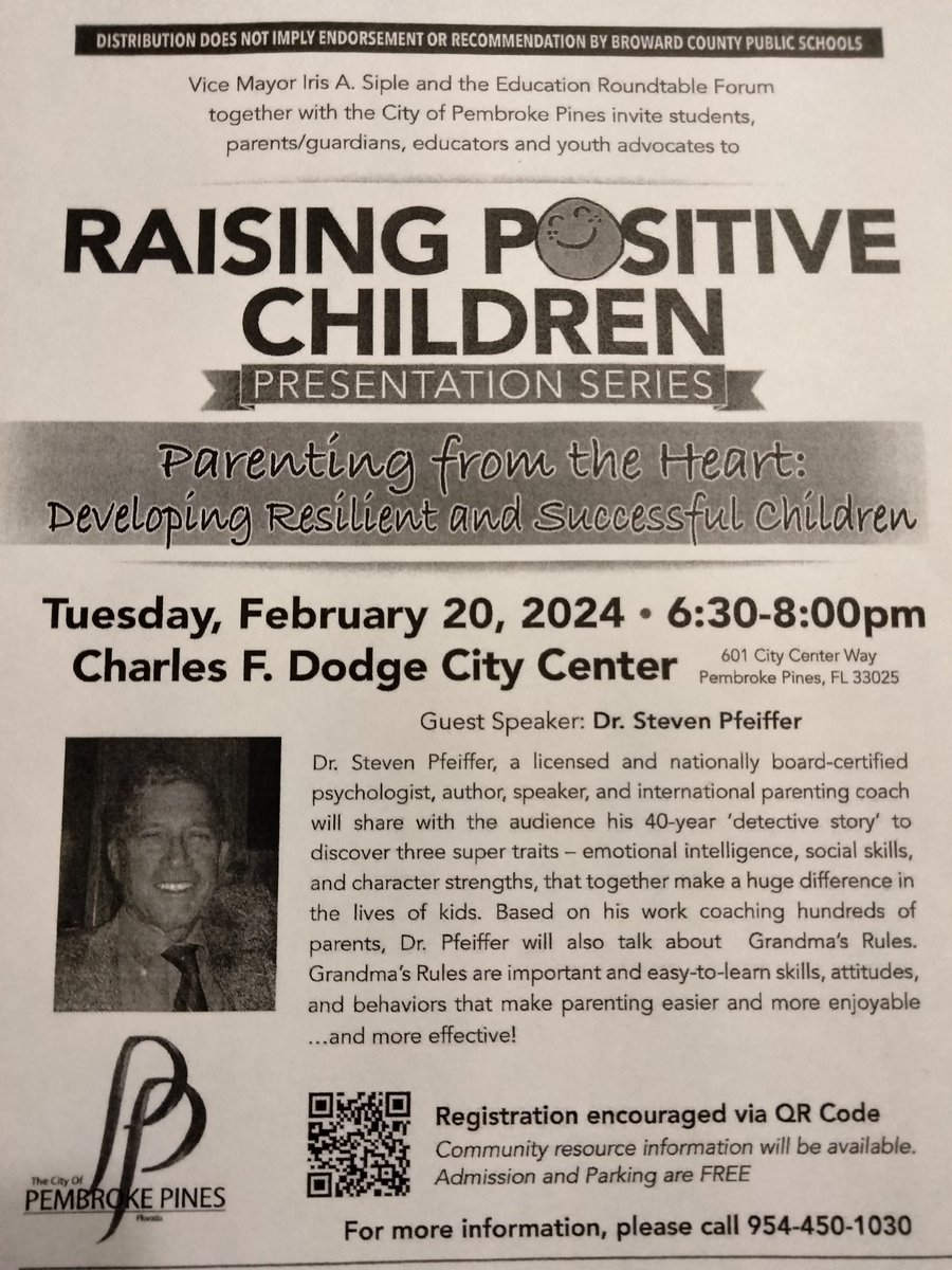💡 Raising Positive Children Feb. 20 at 6:30pm
🧸#PembrokePines