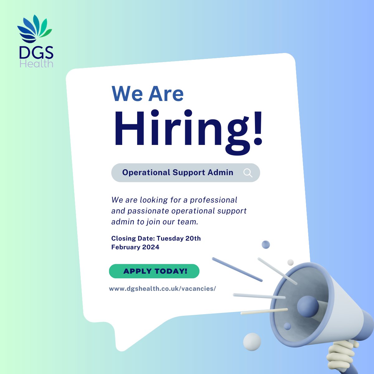Join our team at DGS Health as an Operational Support Admin! Click the link for more information and to Apply Today! beta.jobs.nhs.uk/candidate/joba… 🎯 #NowHiring #OperationalSupport #JoinOurTeam