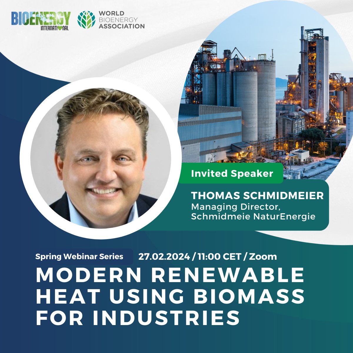 World_Bioenergy's tweet photo. 🗣️ Join industry expert Thomas Schmidmeier, Managing Director at @SchmidmeierNE, for our upcoming webinar: https://t.co/PYUQ1lkK5l 🏭🌱

#RenewableEnergy #Bioenergy #WBAWebinar #WBAEvents #NetZero https://t.co/CGZpxvF05q