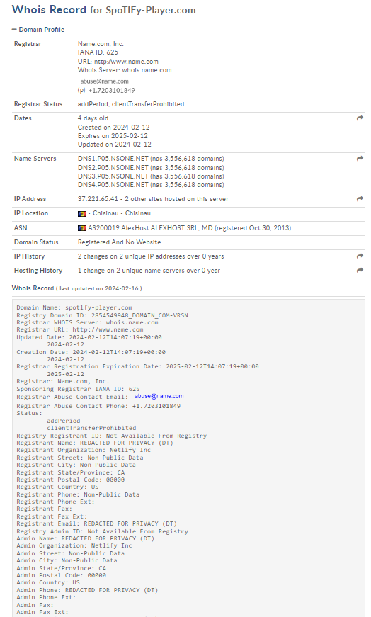 v4ensics's tweet image. A #phisher decided today to target @Spotify Mail uses https[:]//emaill-redirecting.com/gr/ to redirect to https[:]//spotlfy-player.com/. Site uses #typosquatting and got registered 4 days ago