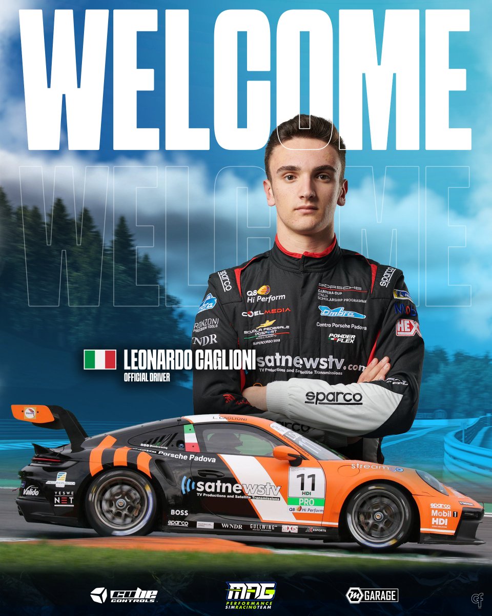 A big welcome in MAG-Performance🤝to the young <a href="/PorscheItalia/">Porsche Italia</a> driver  🇮🇹Leonardo Caglioni🇮🇹!!!

 🚀🚀🚀

▶️ Power by <a href="/Cube_Controls/">Cube Controls</a> - <a href="/GarageMajors/">Majors Garage</a> 

#Porsche #iracing #simracing #esport