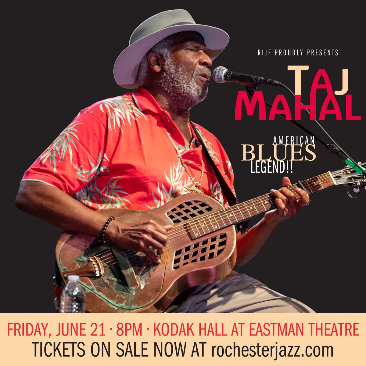 Tickets are ON SALE NOW at RochesterJazz.com for 4X GRAMMY winner Taj Mahal! Don't miss the opportunity to see this multifaceted blues guitar legend live at our 21st Edition Festival! @tajmahalblues