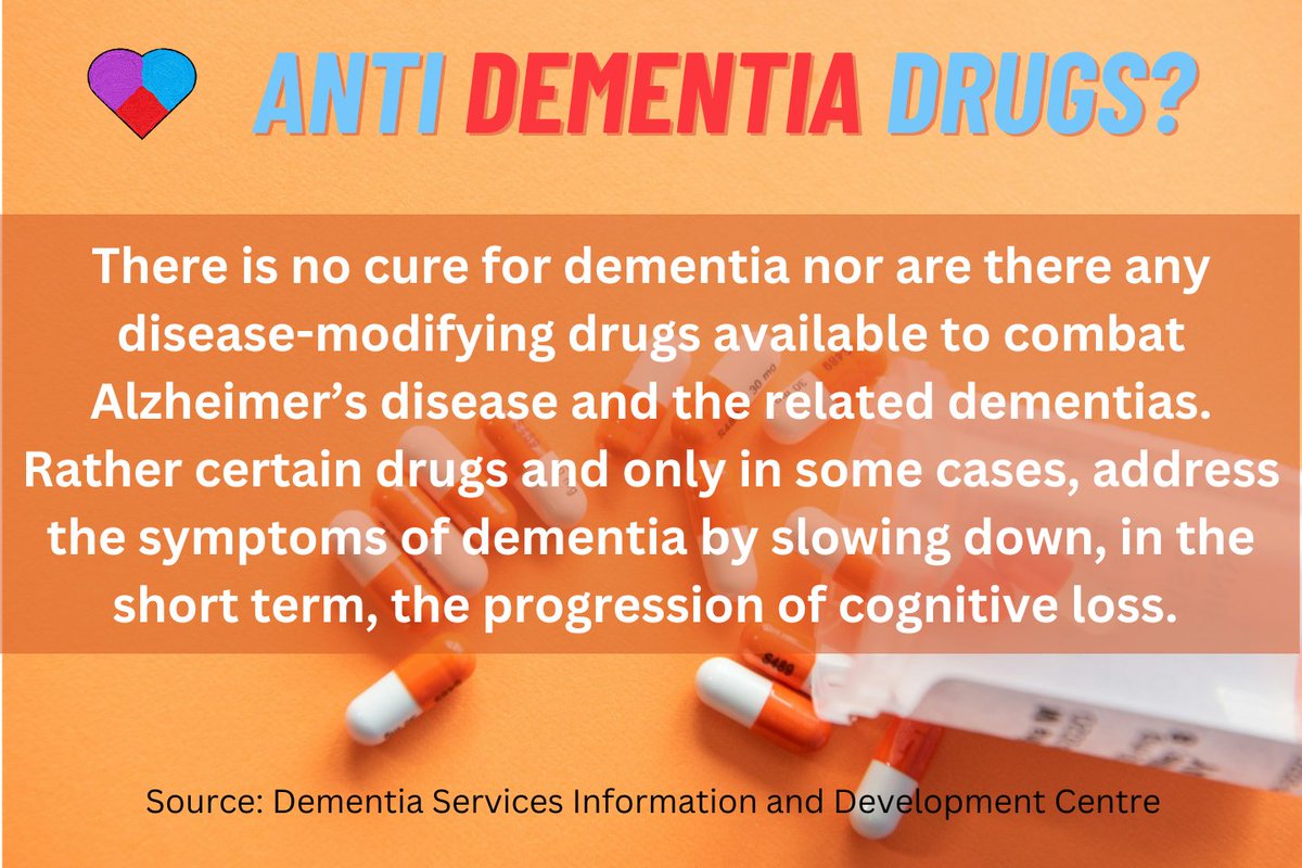 Is there such a thing as an Anti Dementia Drug?

Certain drugs, and only in some cases, address the symptoms of dementia.

For further information, see the Pharmacological (Drug-Interventions) discussion here: dementia.ie/interventions/ .

#dementiacare #drugdevelopment