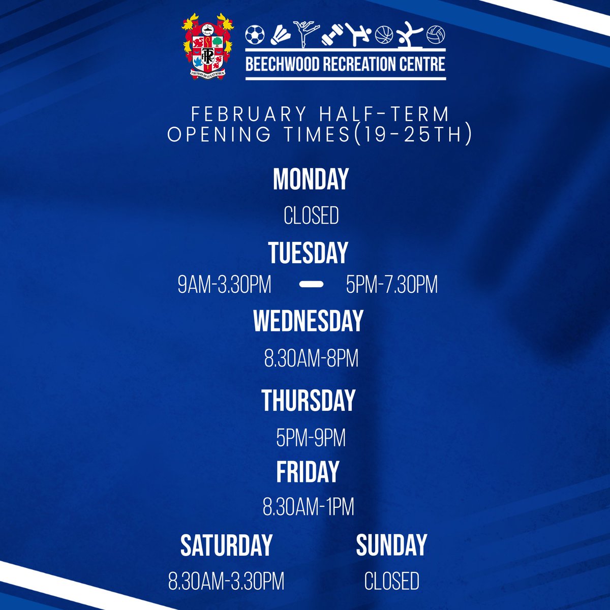 📆 Here are our opening times for the upcoming February half-term (19-25th February). Apologies for any inconvenience caused by the change of hours for the week. #TRFC #SWA