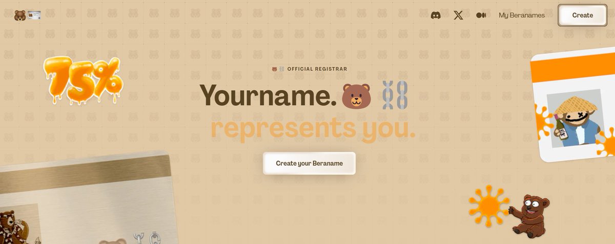 0xSimony's tweet image. Obtenez un nom de domaine sur le testet de @berachain 🐻

╰► beranames.com