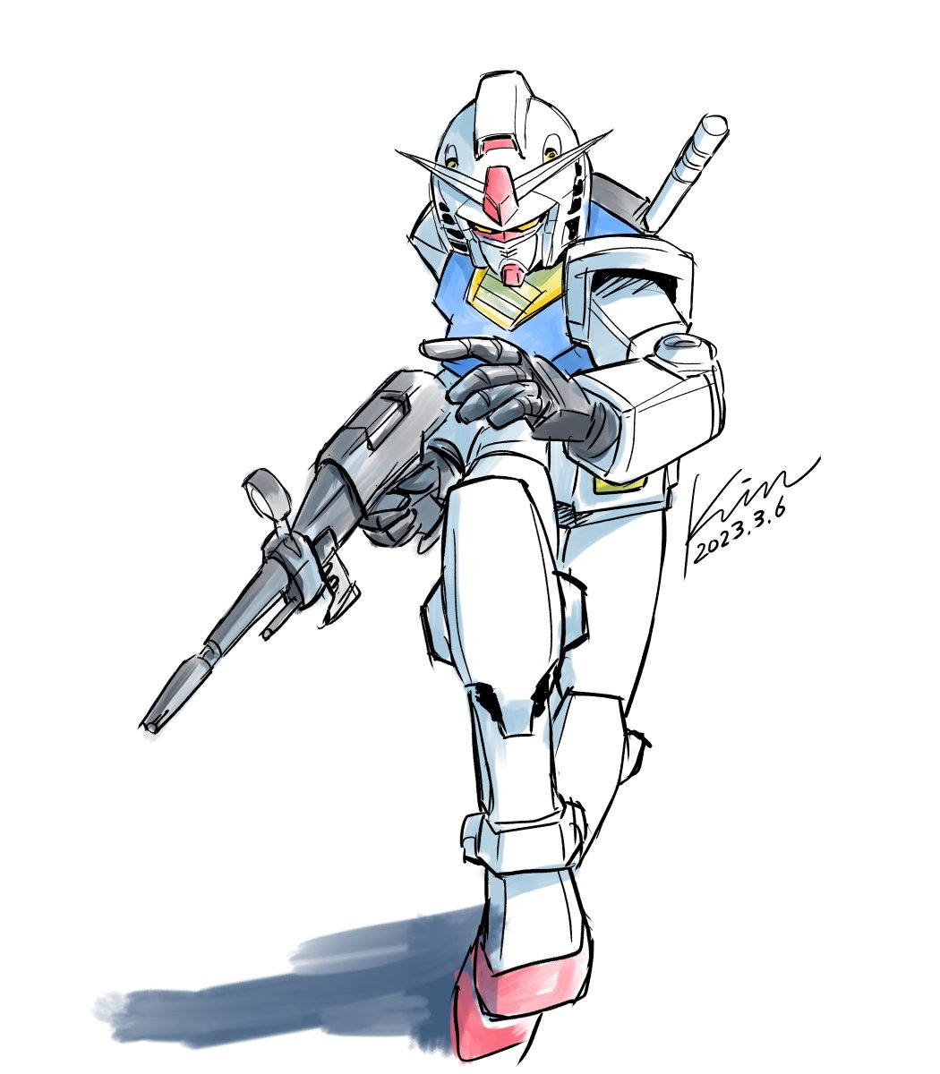 rx-78-2 robot weapon mecha no humans one knee gun solo  illustration images