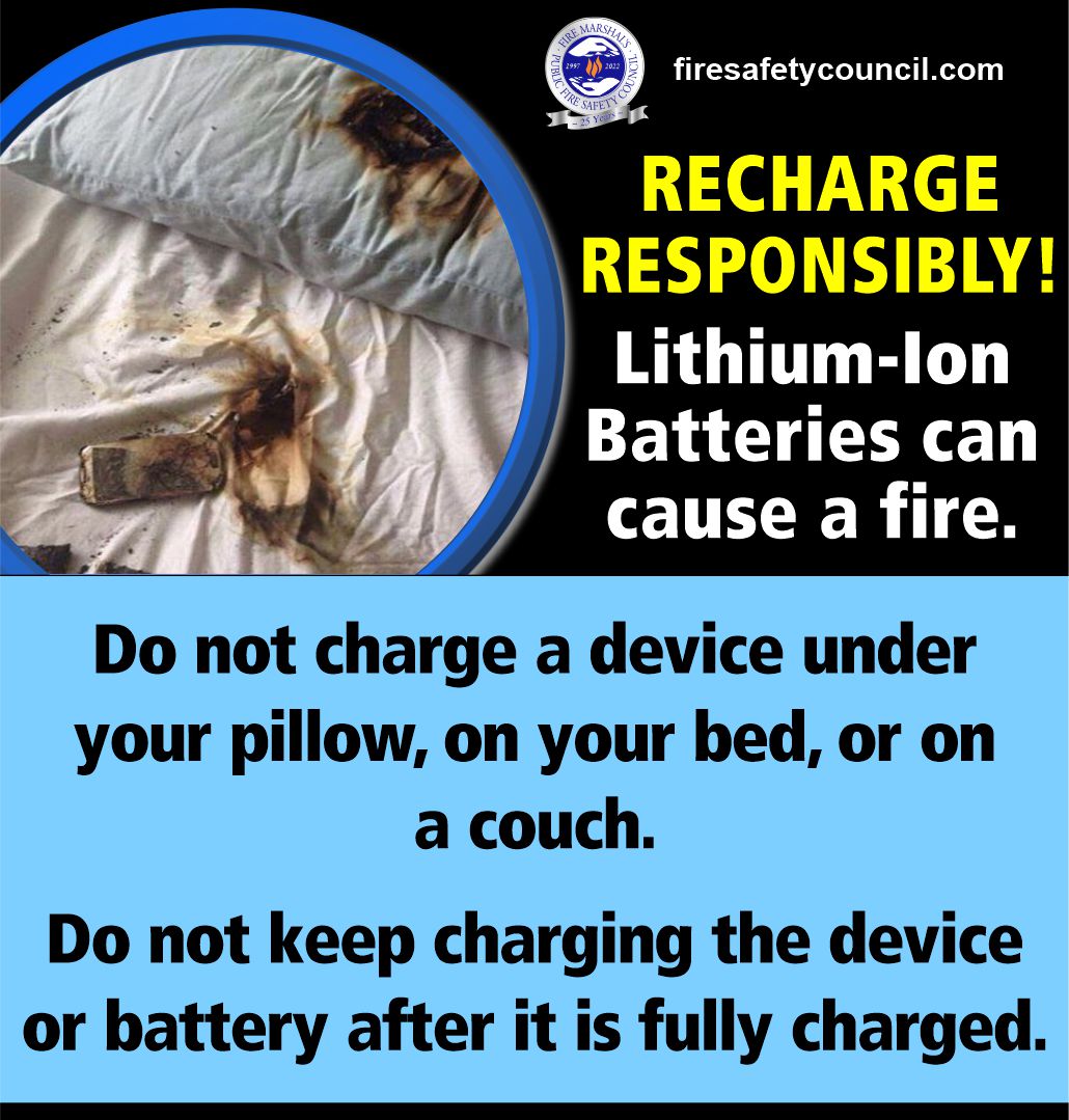 This Sunday, February 18th is National Battery Day and the perfect time to remind you to recharge responsibly! 🪫 Lithium-Ion batteries can start a fire so don't charge your devices on your bed or your couch and make sure you stop charging your device once it is fully charged.