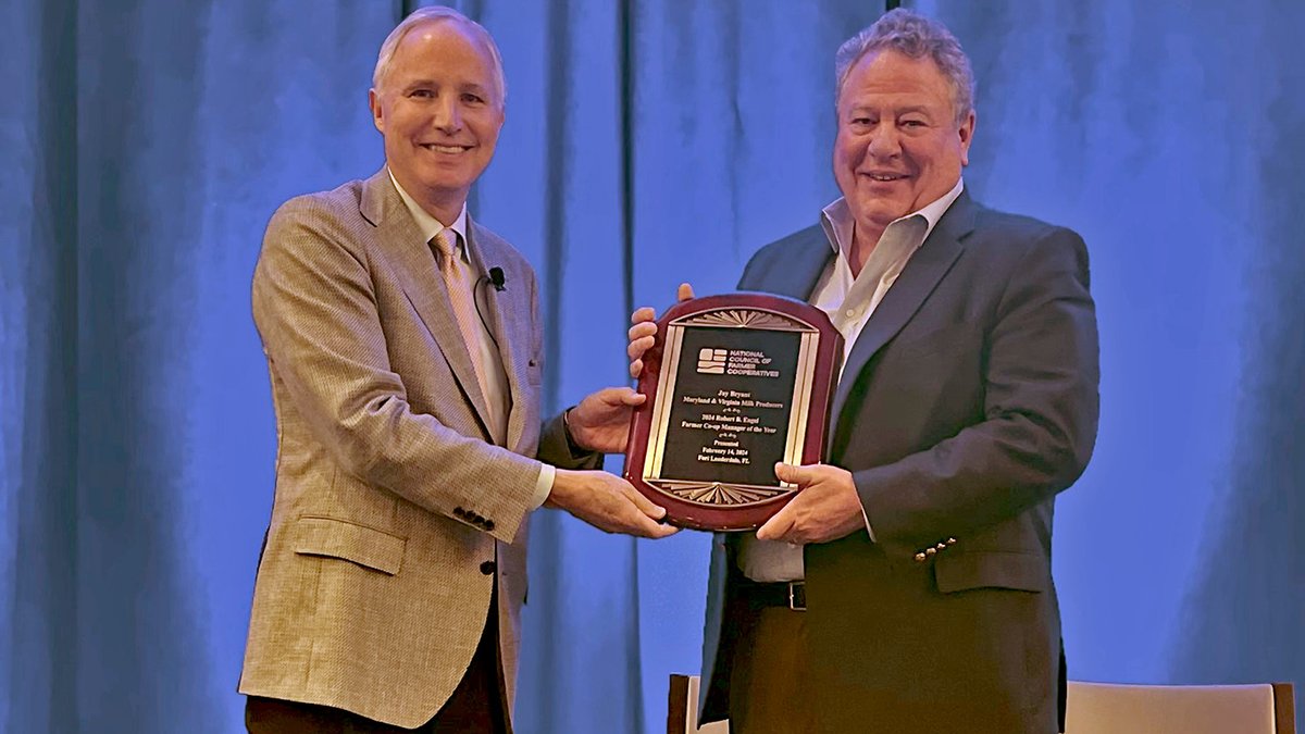Congrats to Jay Bryant, CEO of Maryland &amp; Virginia Milk Producers Cooperative Association (MDVA), for earning Robert B. Engel Farmer Co-op Manager of the Year Award, announced this week by @farmercoop.

#MDVAMilk #MDVAFamilyFarms #agriculture #leaders #dairy