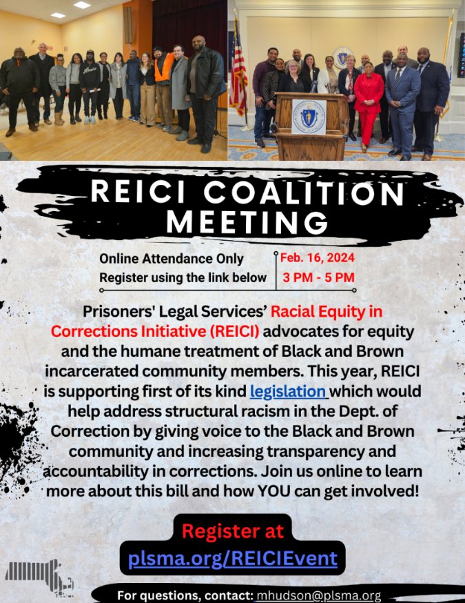 Happening soon! Join <a href="/PLSMA/">Prisoners' Legal Services of Massachusetts</a> in this #REICI conversation today!
