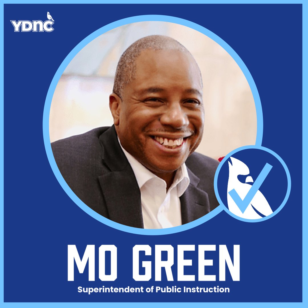Young Democrats of NC (@ydnc) on Twitter photo YDNC proudly endorses Maurice “Mo” Green for State Superintendent of Public Instruction.
<a href="/doriannpalmer/">Dorian Palmer</a>: “He is a tireless champion for students & educators. With experience as a Superintendent, Dep. Superintendent & foundation Chief Executive, he is the leader we need for NC.” YDNC proudly endorses Maurice “Mo” Green for State Superintendent of Public Instruction.
<a href="/doriannpalmer/">Dorian Palmer</a>: “He is a tireless champion for students & educators. With experience as a Superintendent, Dep. Superintendent & foundation Chief Executive, he is the leader we need for NC.”