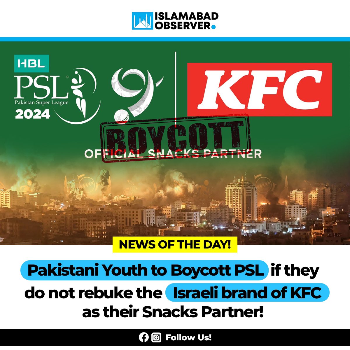 hanzlatariq76's tweet photo. Let our actions speak louder than words. A boycott of KFC during PSL is a symbolic step towards justice for Palestine.
@qaiseraraja 

Join the cause. #NoKFCinPSL 🇵🇸✌️ https://t.co/ILnudknj2p